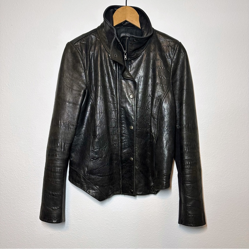 GAP Black Leather Moto Jacket